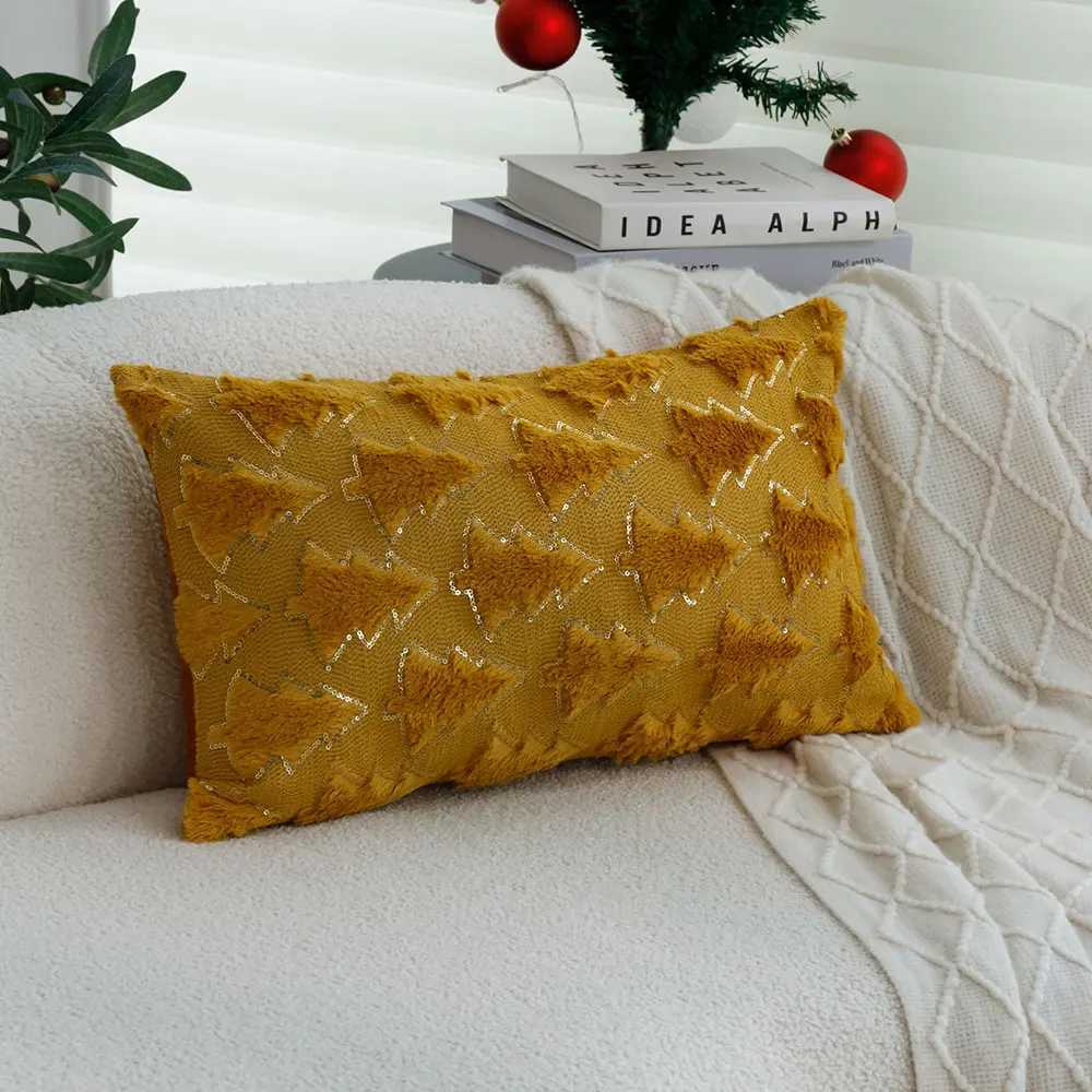30x50 Christmas Tree Plush Decorative Cushion Cover Sequin Throw Pillow Cover for Living Room Sofa Bedroom Christmas Decoration Y251105