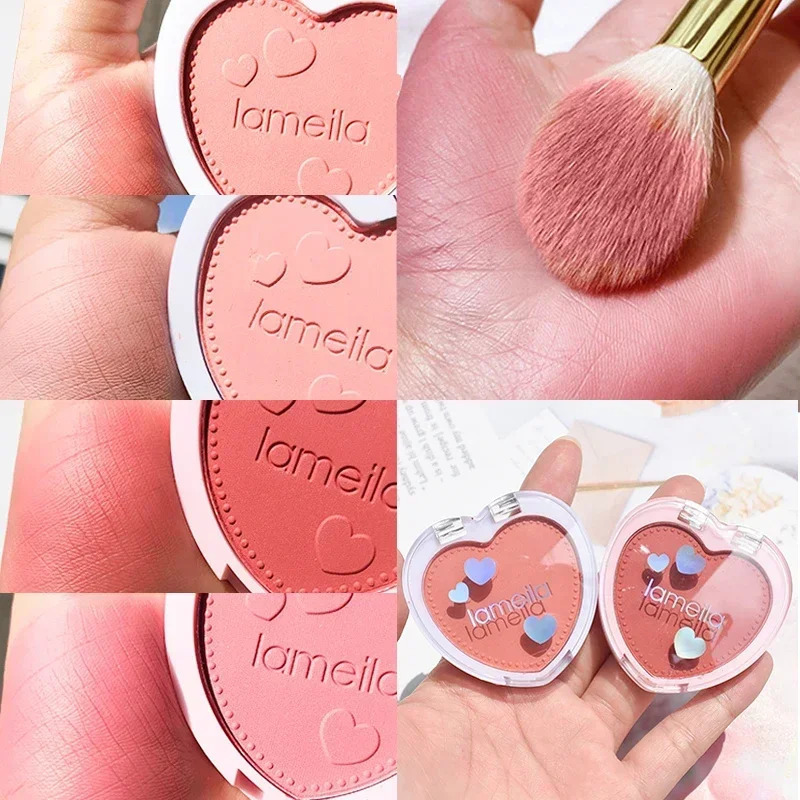 Powder blusher makeup love palette 4color mineral powder pink durable natural hawthorn cheek coloring waterproof cosmetics 250325