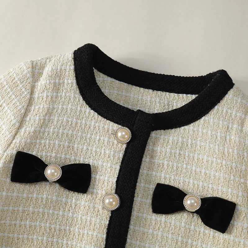 Childrens Sets Toddler Girls Autumn Tweed Jacket Pleated Skirt Set Korean Style Two-Piece Outfit Luxury Celebrity Wind Y251105