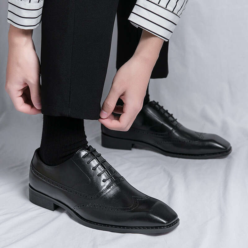 Large British style block men's shoes, sizes 38-46, 2023 Spring and Autumn Season new business casual leather shoes for men