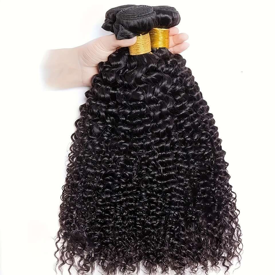 10A 3 Kinky 98%+ Unprocessed Brazilian Curly Bundles Soft Real Natural Color Human Hair Extensions For Women