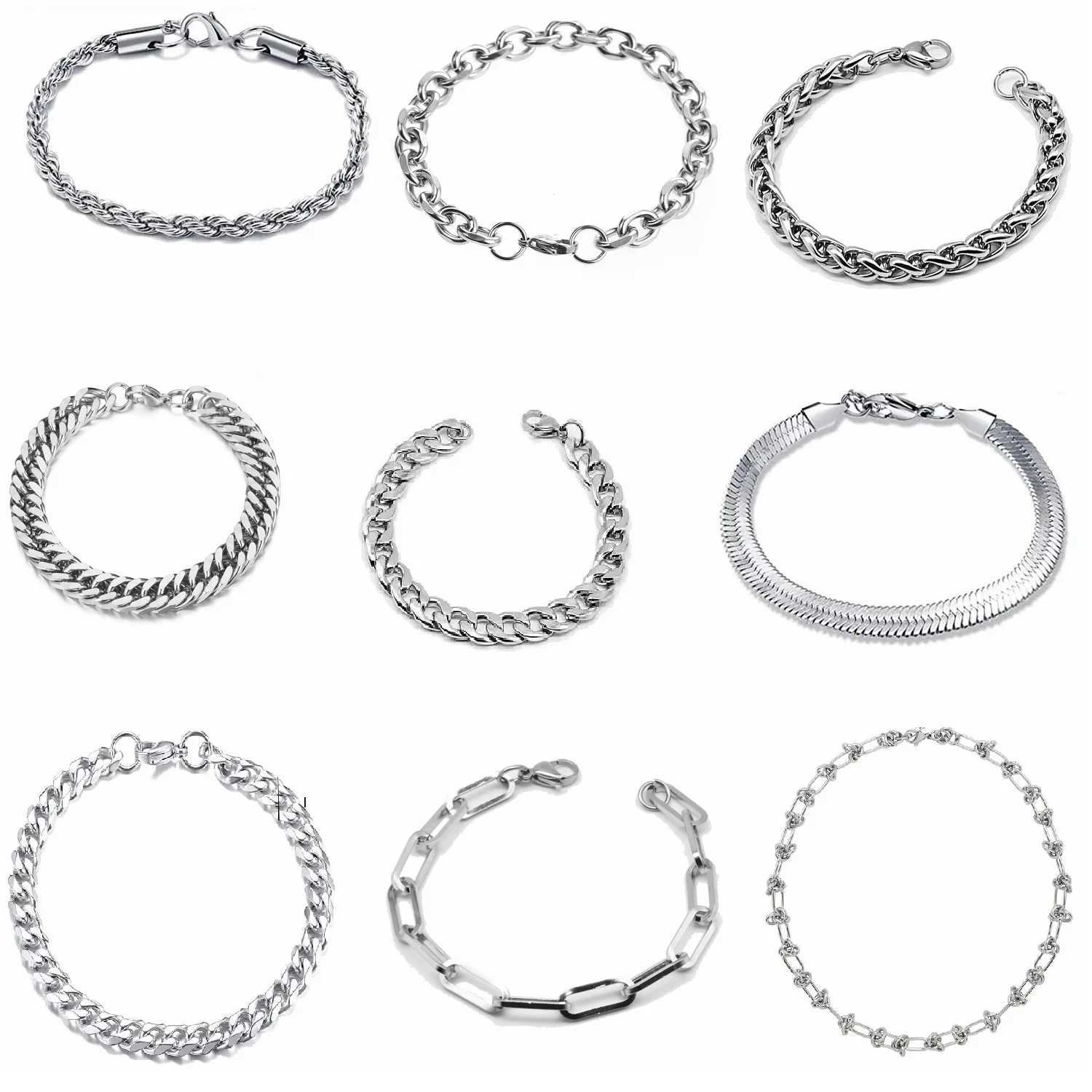 New 316L Stainless Steel Cuban Cable DIY Chain Bracelet for Men Women Kpop High Quality Jewelry Solid Metals not FadeXJ251105