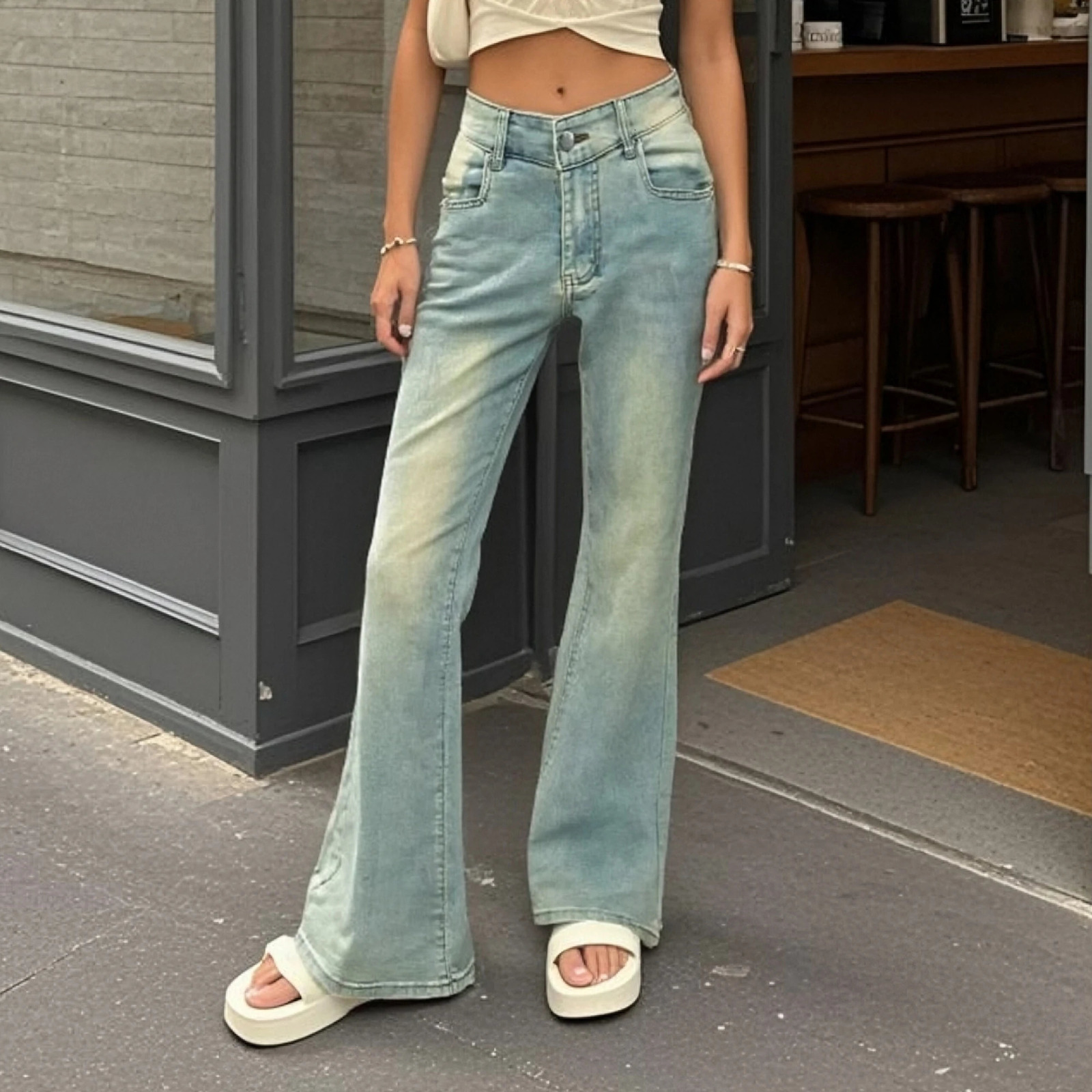 womens flannel jeans classic design with functional pockets high waist suitable for fashionable and comfortable wearing y2k 250403