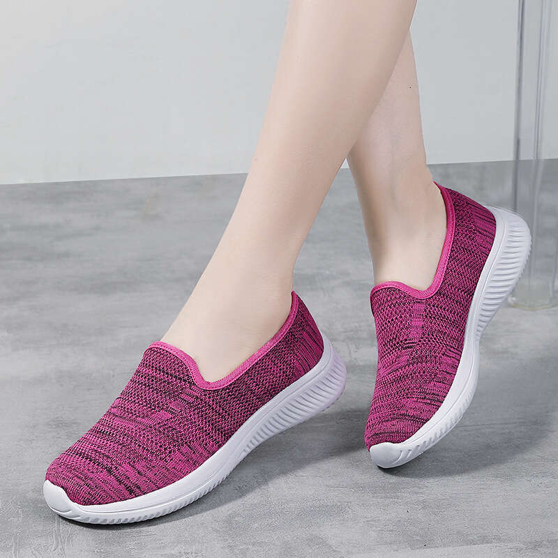 Spring summer new round toe flying woven sports middle-aged and elderly walking women's shoes, mother's shoes