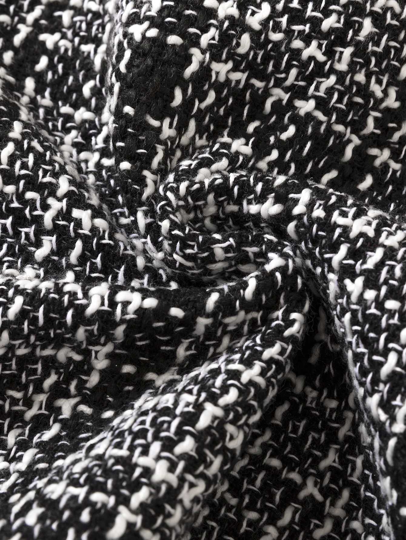 Autumn and winter childrens girls black and white fashion suit lapel check lady style skirt cardigan coat casual two-piece set Y251105