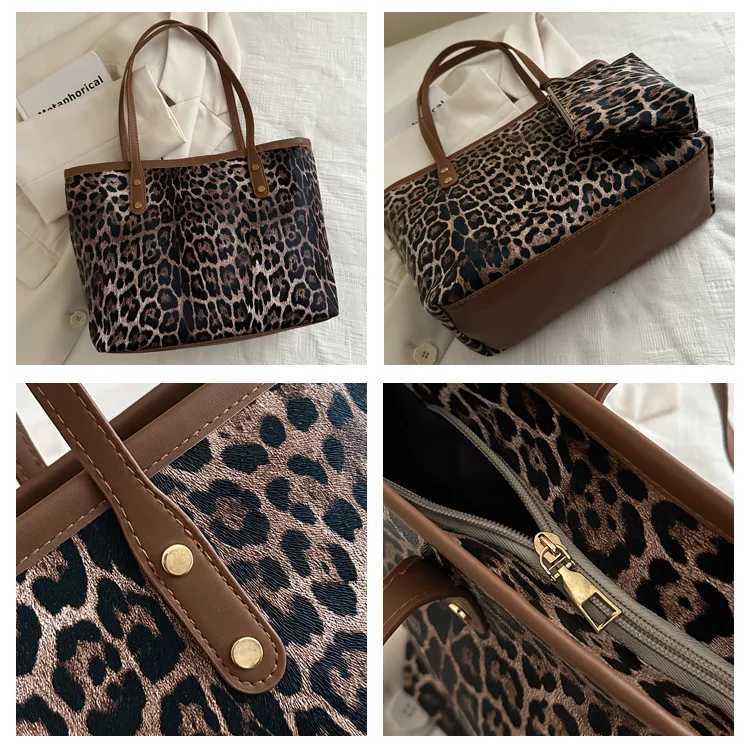 Vintage Leopard Shoulder Bag Female Large Capaci Totes Autumn and Winter New Leisure Shopping Bag Fashionable Commuting Tote Bag Z251104