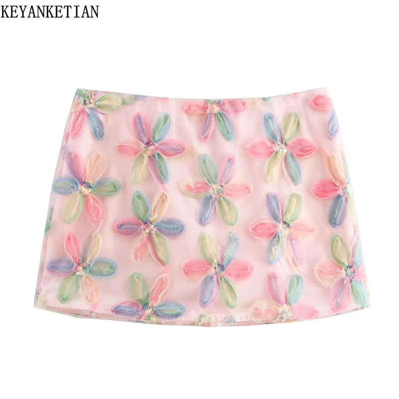 KEYANKETIAN Holiday Style Fresh Color Printed Mini Skirt Glitter Decorative Strap Zipper Womens Sweet Underwear 250402