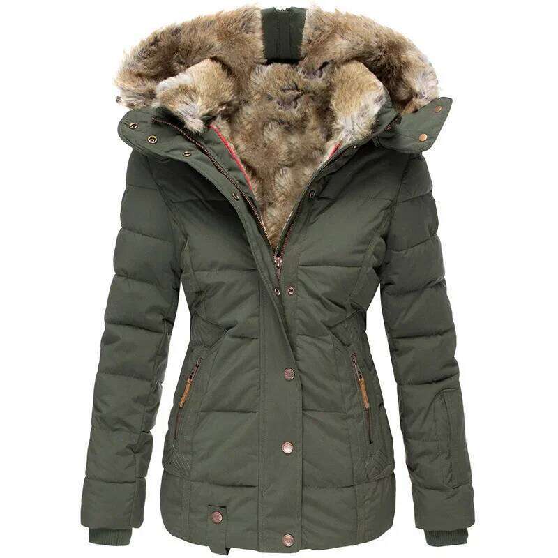 Winter Long Sleeve Zipper HoodedWomen Coat Jacket Autumn NEw Fashion Casual Solid Color Parka