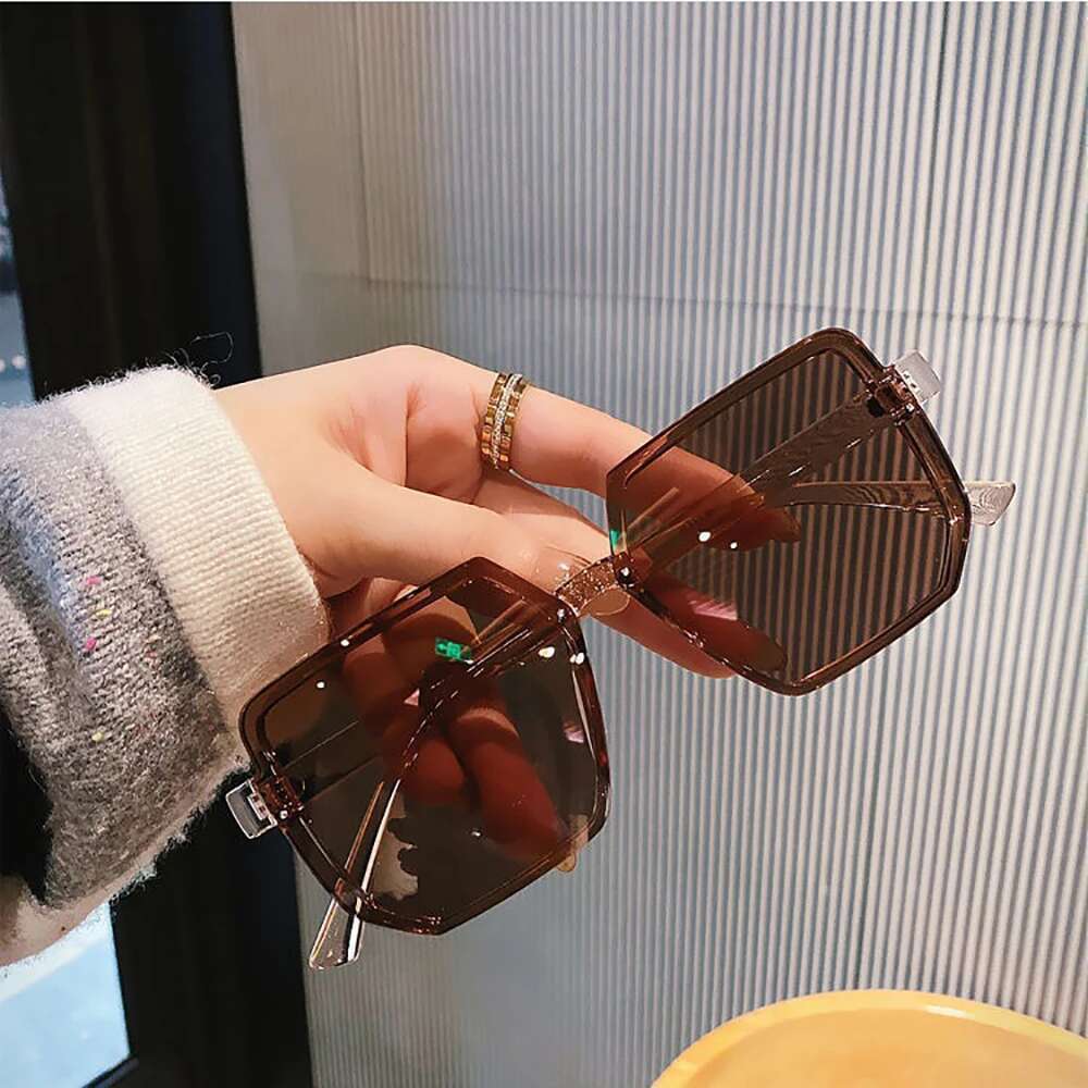 Fashion Women Men Brand Big Frame Square Sun Retro Eye Glasses Goggle for Male Female Polygon Sunglasses