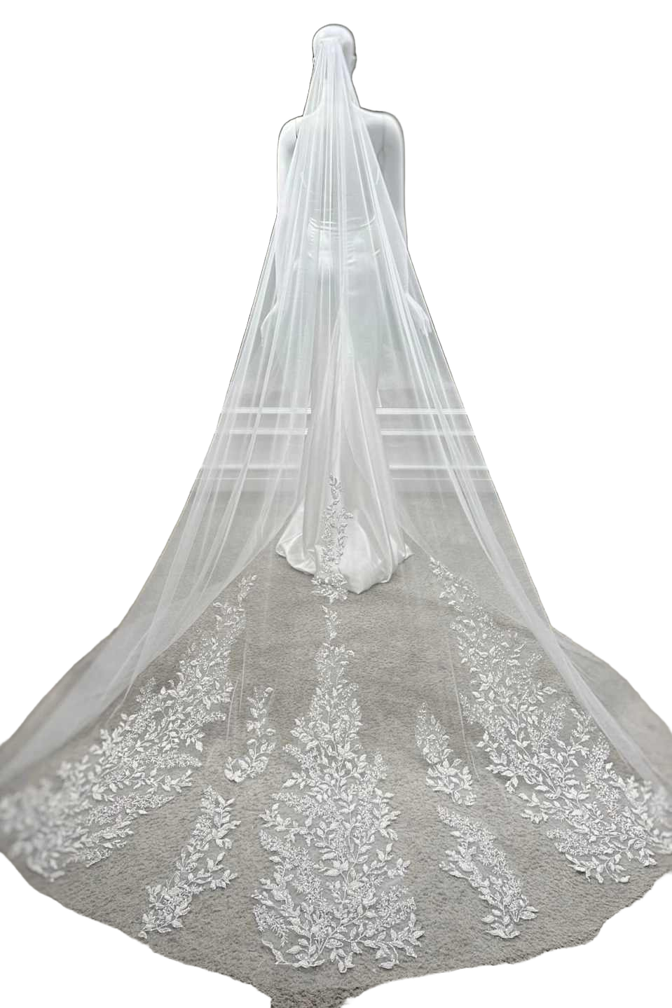 Elegant Wedding Veil 3M Long Cathedral One Layer With Comb Lace Appliques Bridal Veils Customized velo de novia