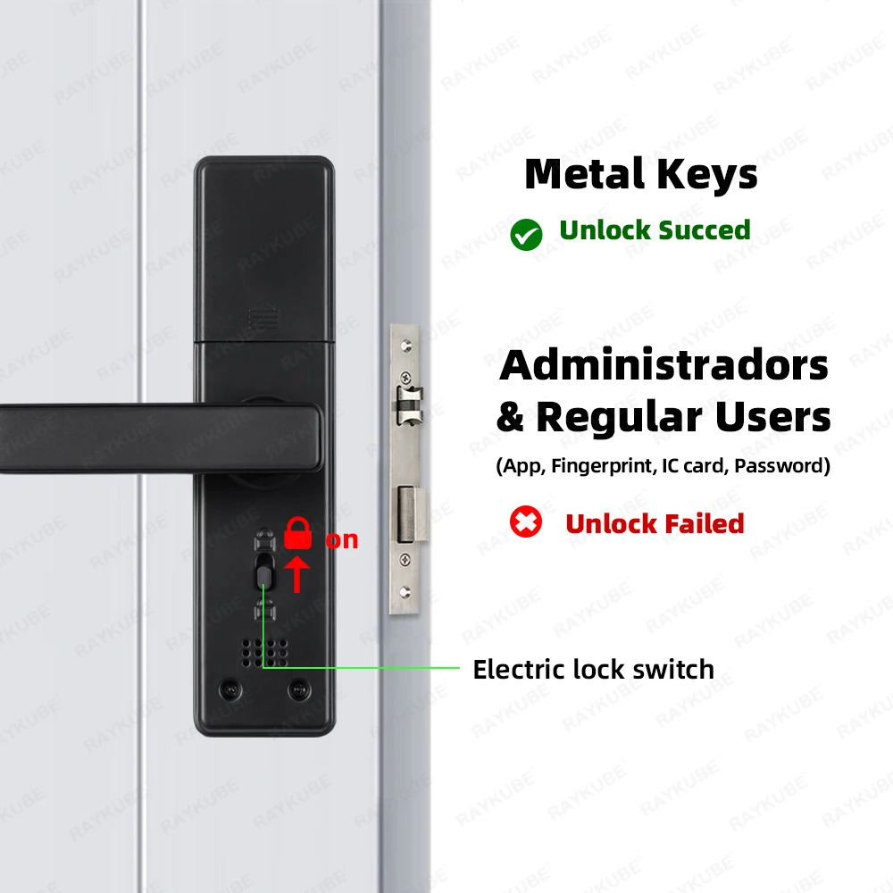 2024 RAYKUBE K20 9-language Biometric Fingerprint Door Lock Electronic Door Lock with Tuya APP/IC Card/Password/ Key Unlock 250402