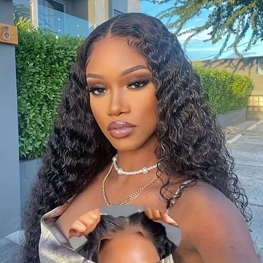 34Inch 250% Density 6X4 Deep Wave Front Pre Plucked HD Transparent Lace Frontal 100% Brazilian For Women Glueless Wigs Human With Hair Natural Hairlin