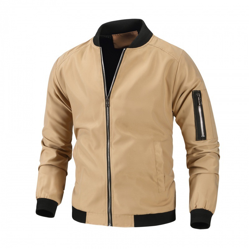 Loose Fit Wear-Resistant Non-Iron Men's Zipper Jacket Autumn Baseball Jacket Plus Size Casual Coat