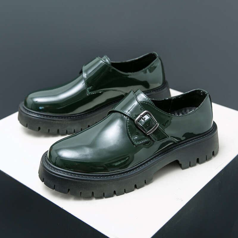 Men's oversized new casual fashionable thick soled leather shoes, trendy British style business dress shoes