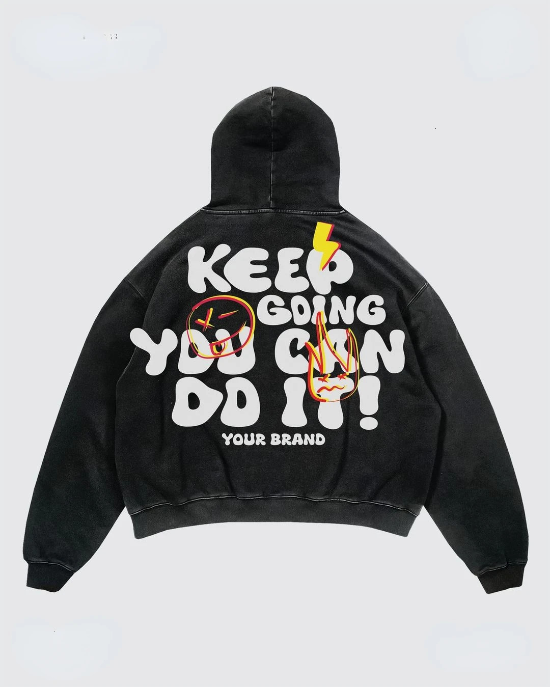 Cotton mens hoodie Y2K Gothic letter inkjet printed graphic black hoodie Harajuku casual Pullover streetwear sportswear 250402