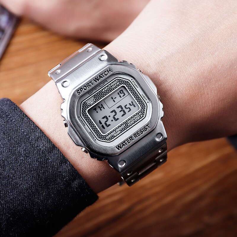 DHwatches Sanda Hot-Selling Fashion Trend Men's Business Outdoor Sports Personality Square Single Display Electronic Watch
