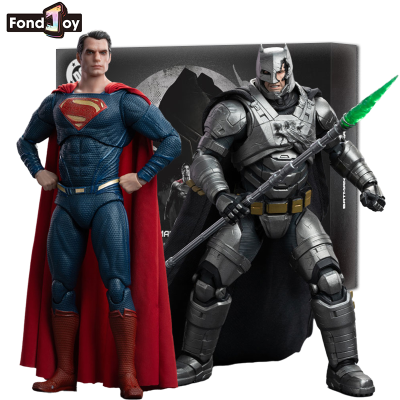 New Fondjoy Batman VS Superman 1:9 Scale Action Figure Set Two-Piece Set DC Comics Movie Authentic Interchangeable Heads Boys Festival Gifts