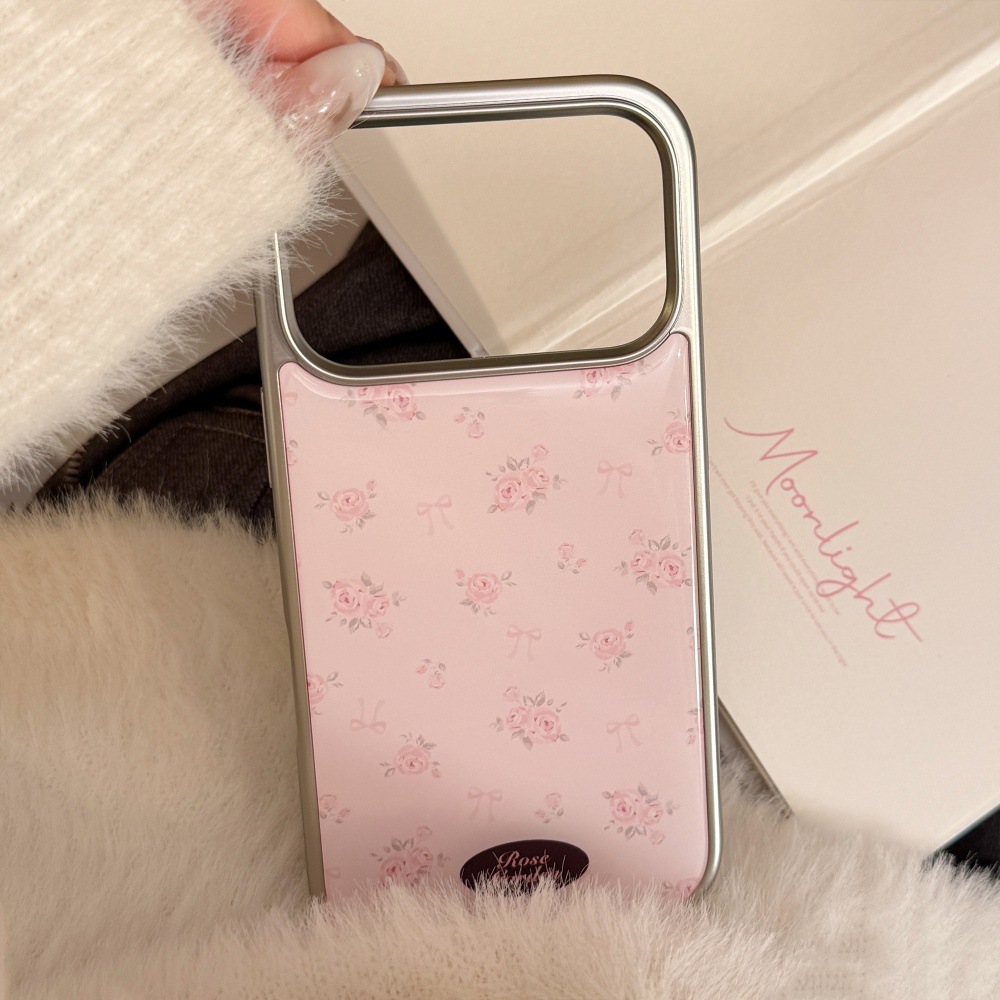 Girly Pink Flower Electroplated Phone Case Suitable for iPhone 17/16 Pro Personalized All-inclusive iPhone 15/14 Anti-fall