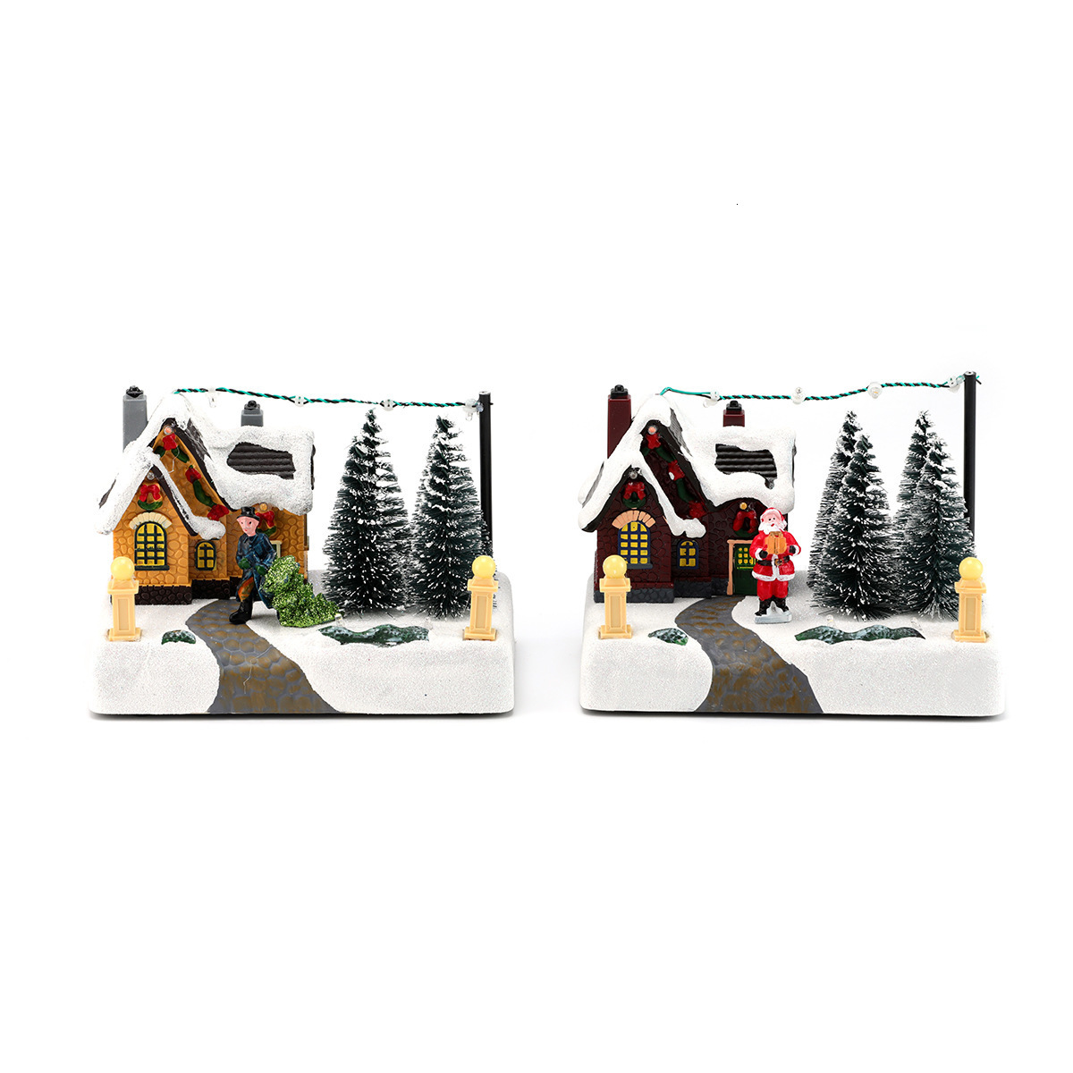 Animated Santa Sleigh with Music Lights Christmas Village Decoration Snots on the Run Figurine Building Accessory for Indoor Use 251015