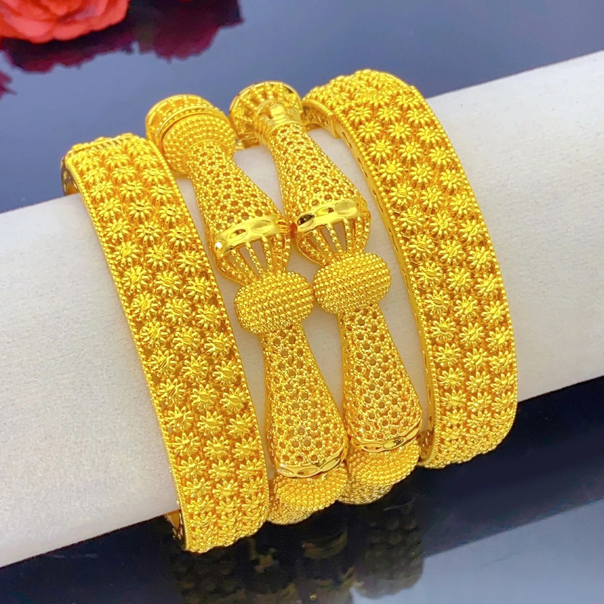XUHUANG Dubai African Gold Color Bangles 24K Jewelry Engagement For Women Bridal Wedding Bracelets Trend Jewellery Gifts 251031