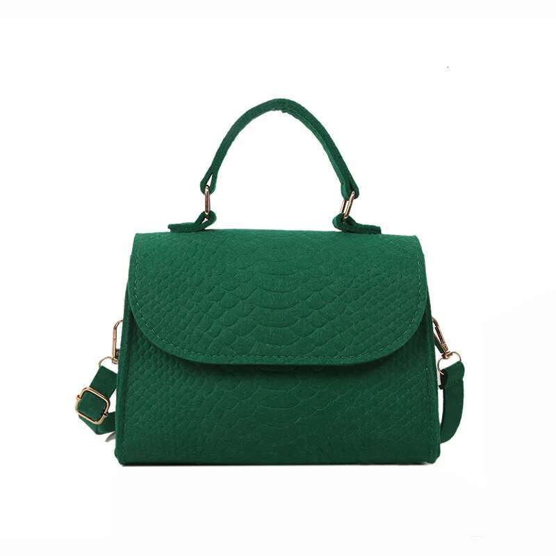 2025 new handbag felt crocodile pattern indentation niche fashion design small square shoulder bag
