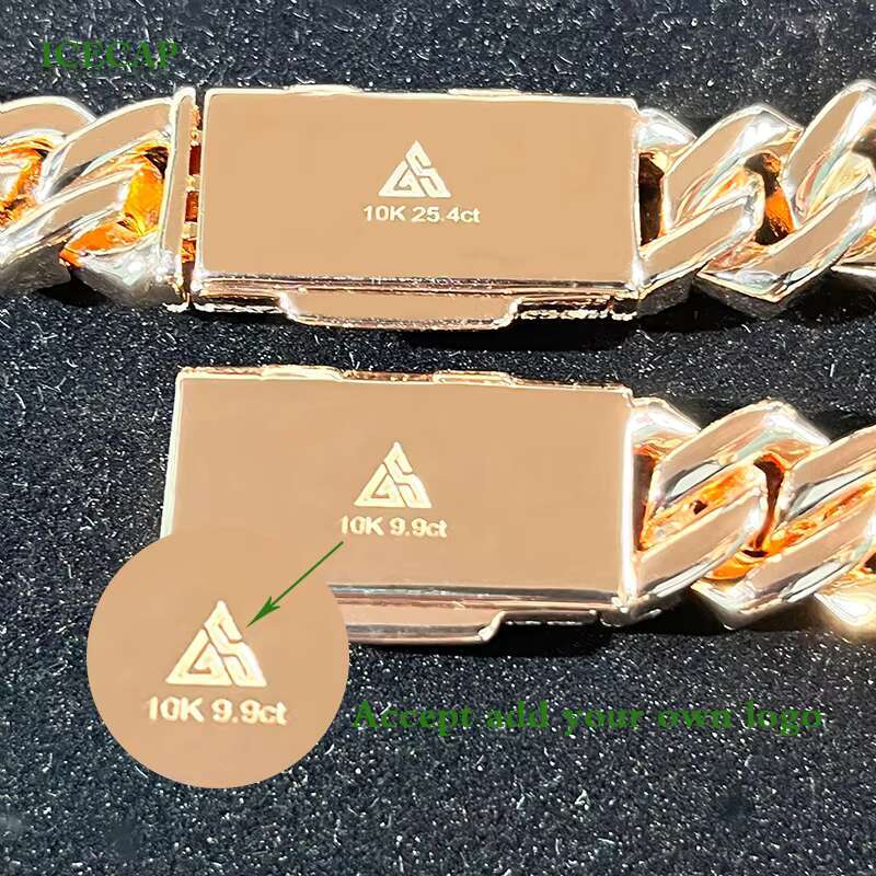 Custom Hip Hop Jewelry 10k Real Gold Plated Cuban Chain Full Baguette Cut White D VVS Moissnaite Past Diamond Tester Necklace