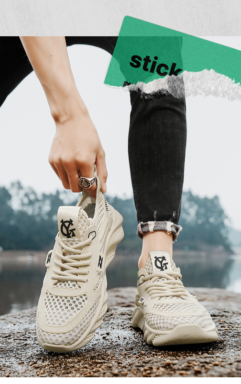 Hollowed-out breathable shoes for men and women 2025 summer new arrivals light mesh comfortable sneakers casual travel hiking men's shoes plus si