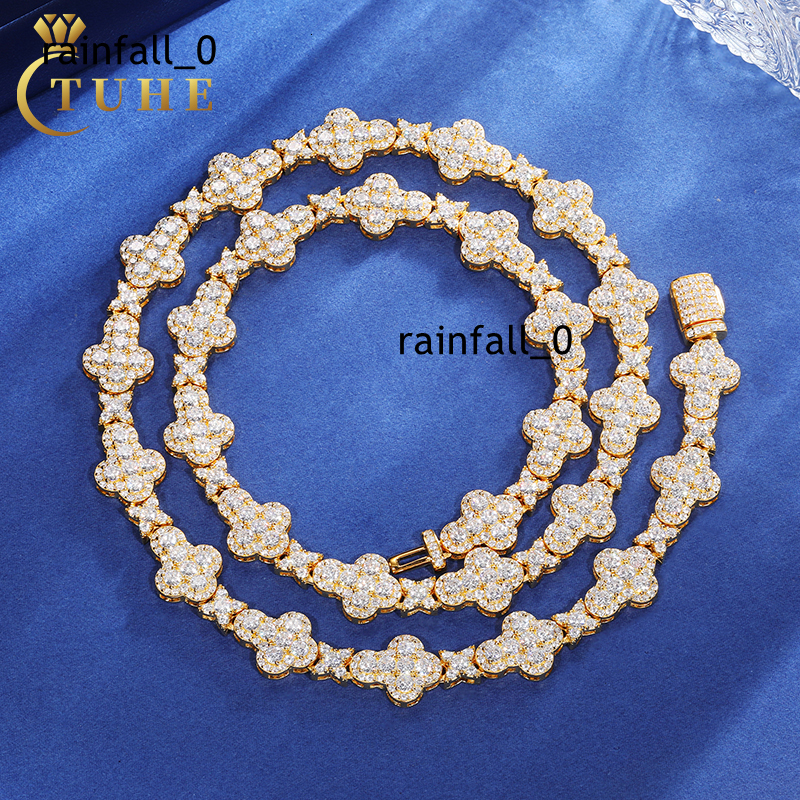 Iced Out 10mm 925 Sterling Silver Moissanite Cross Link Chain GRA Certificated Pass Diamond Tester Necklace