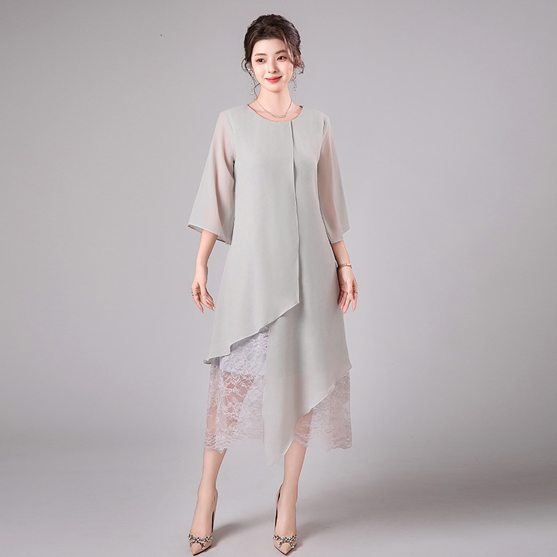 Plus Size Chiffon Dress 2025 Autumn New Slimming Belly Covering Fashionable Age-Reducing Party Trendy Dress 241010