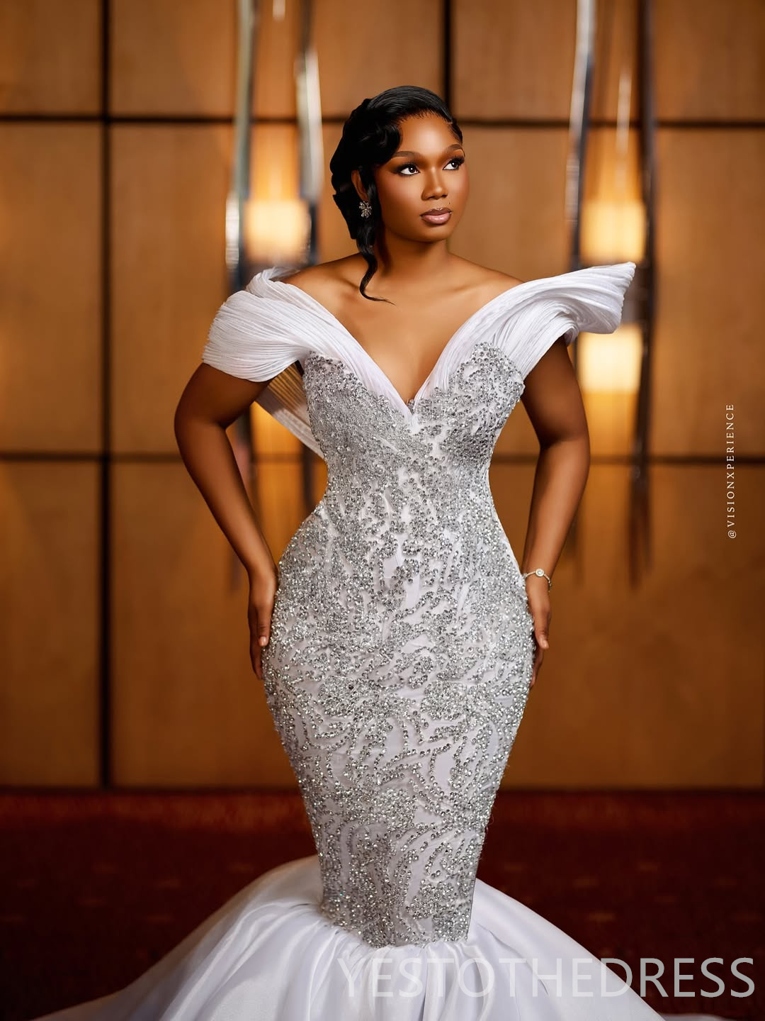 2026 Aso Ebi Mermaid Wedding Dress For Bride Bridal Gowns Lace Off Shoulder Crystals Rhinestones Appliqued Beaded Lace Crystals Wedding Gowns for Blac