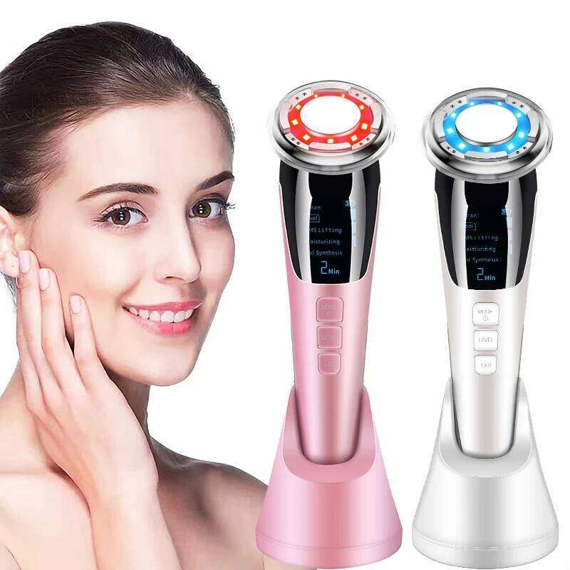 New 5 In 1 EMS Hot Cold Facial Massager LED Light Vibration Wrinkle Removal Skin Tightening Care Face Lifting Beauty Device