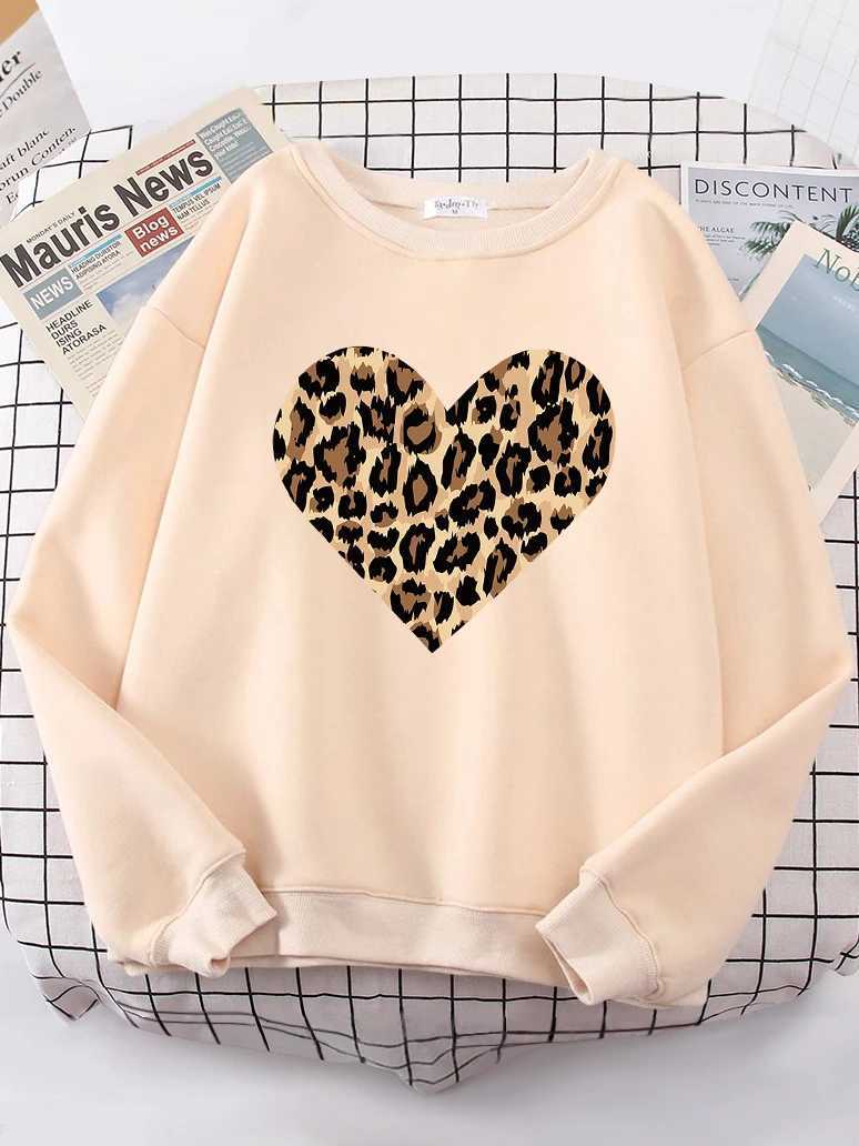 Creative Leopard Love Pattern Womens Hoodies Fashion Casual Hoodie hip hop S-XXL Hoody Oversize High Quality Sportswears FemaleT251105