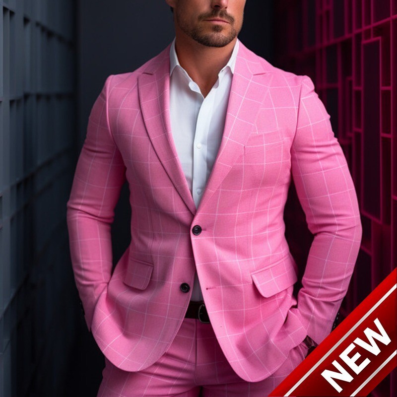 2025 mens spring top commuting casual printed double button suit jacket mens plus size suit