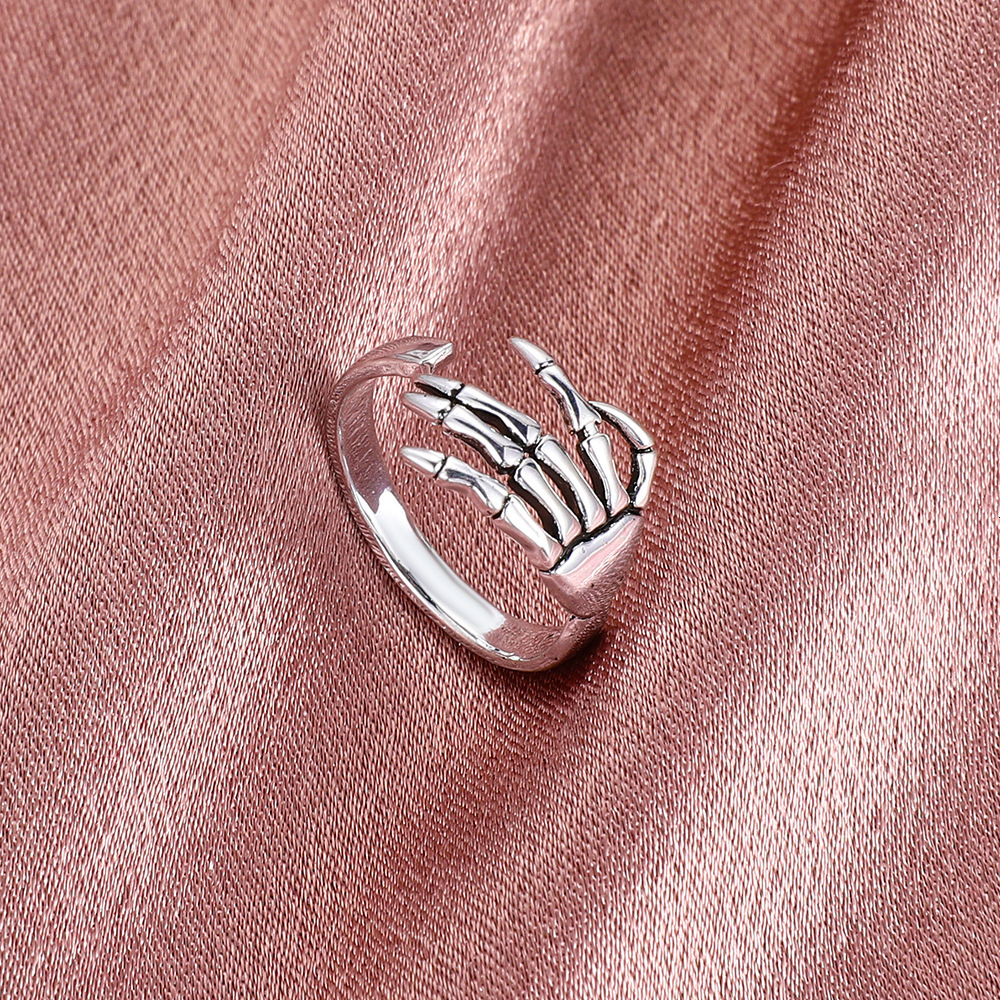 Vintage Open Punk Gothic Adjustable Claw Ring Ins Minimalist Style Women's Jewelry