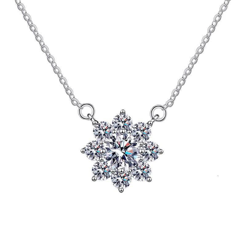 ICEBELA 925 Sterling Silver Light Luxury Unique Fine Sunflower 1ct Moissanite Jewelry Zircon Pendant Necklaces For Women