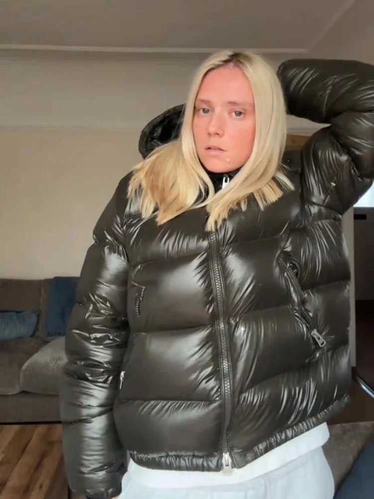 Hooded Cotton Padded Coat Casual Full Sleeve Pocket Zipper Hooded Cotton Jacket Lady Cold-proof 2025 Warm Parka OuterwearT251105