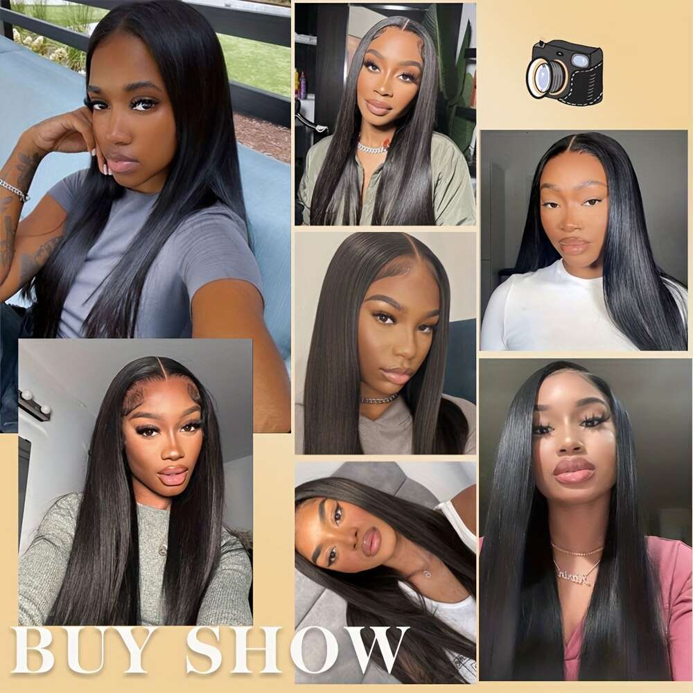 180% Density 13X4 Frontal Wig Straight Front Transparent Lace Pre Plucked Virgin Human Hair Wigs For Women