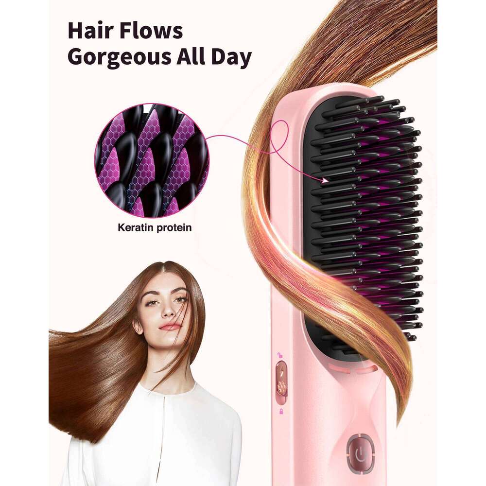 10000Mah Cordless Hair Straightener Comb Brush 5S Fast Heating Travel - 300M Negative Ions Frizz-Free Shine For Women Xiusiyuan251105