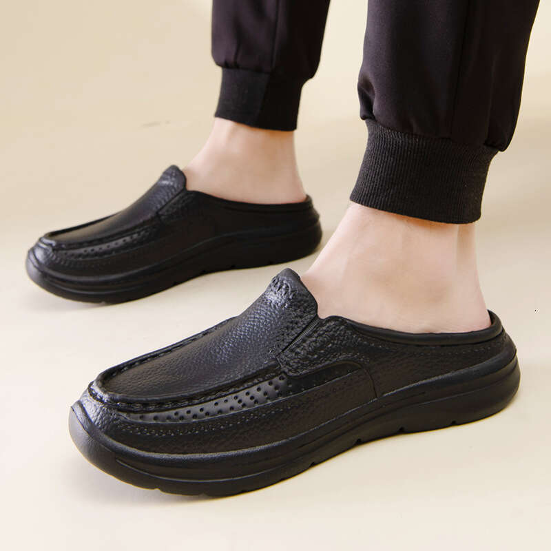 2023 Summer New One Step Driving Chef Shoes Large Baotou Lazy Half Tuo Thick Bottom Slippers