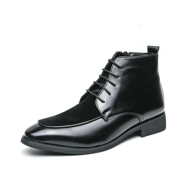 Large high top leather shoes 2024 autumn and winter new trend 46 men's lace up business formal boots