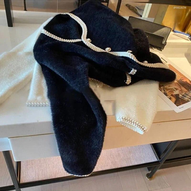 Women's Jackets Small Fragrant Wind Pearl Buckle Sweater Cardigan Spring And Autumn White Gentle Soft Milk Mink Velvet Knitted Coat M-3XL