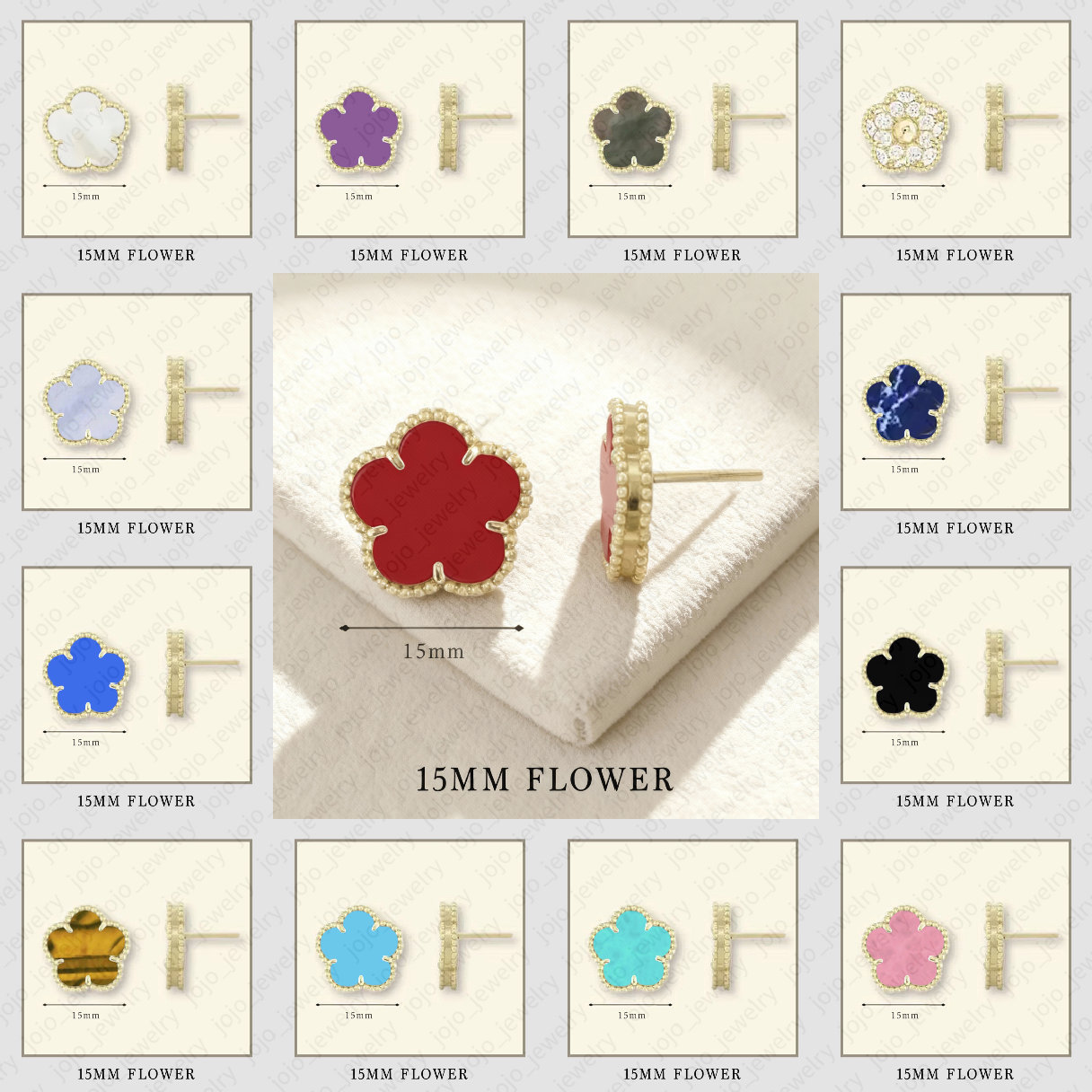 luxury earrings designer jewelry women diamond earrings Vintage style mother of pearl 15mm flower ear ring designer for woman silver stud earring clover earing gift