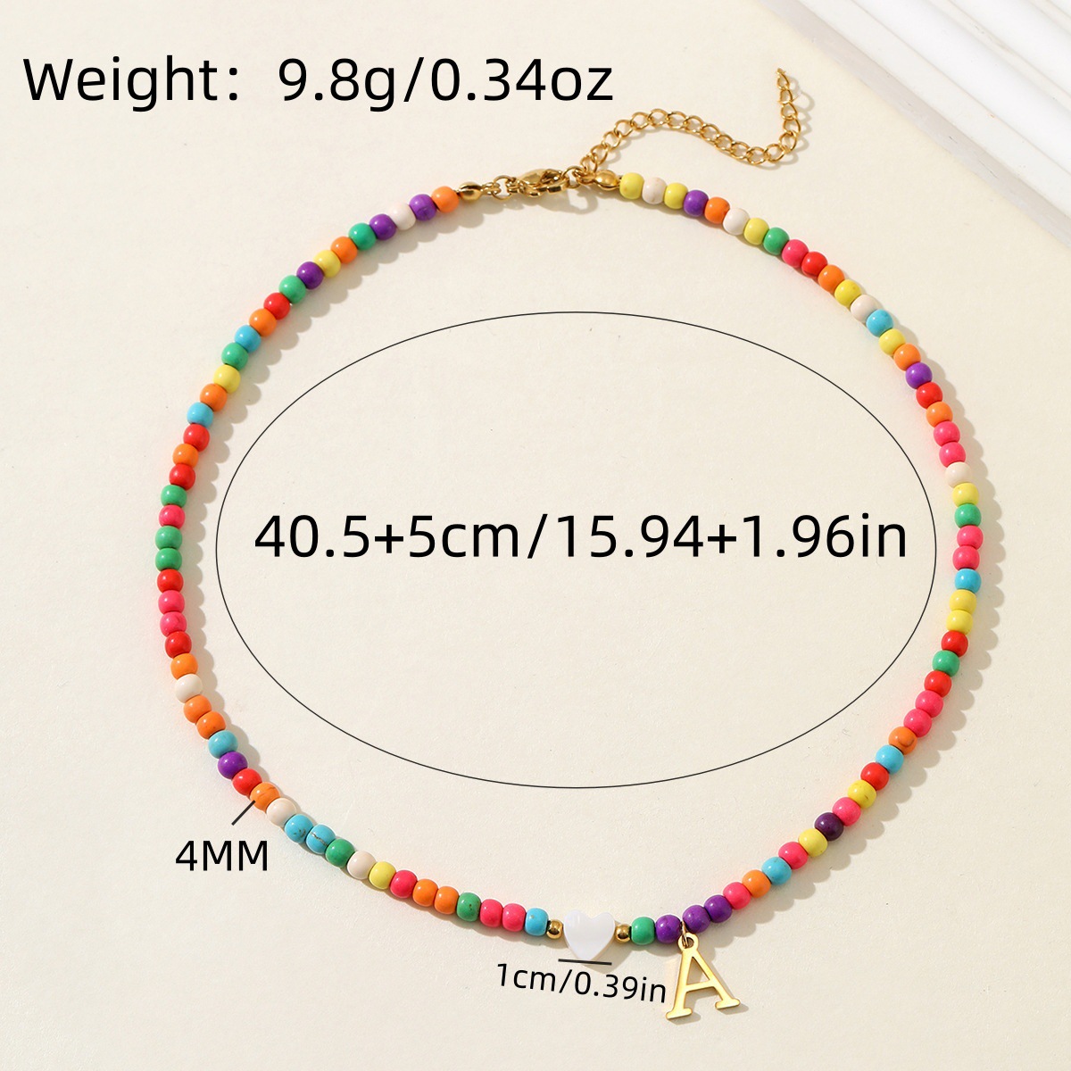 designer necklace for jewelry woman necklace designer for women Colorful Turquoise Rice Bead String Heart Necklace Stainless Steel Letter Pendant Neck