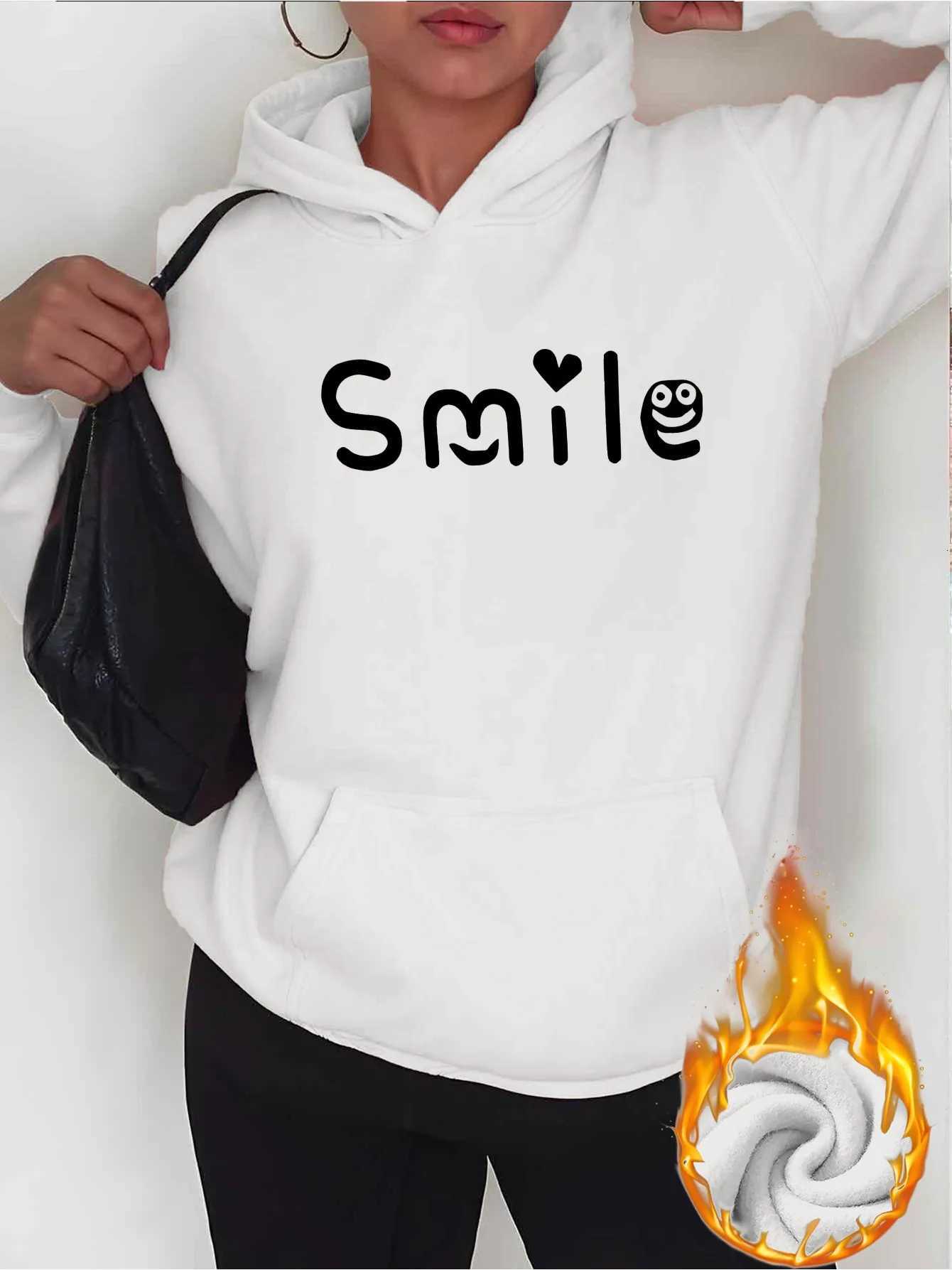 2025 Autumn and Winter Womens Casual Smile Pattern Hoodie Comfortable Hooded Sweatshirt Comfortable Pattern Pullover Y2K TopT251105
