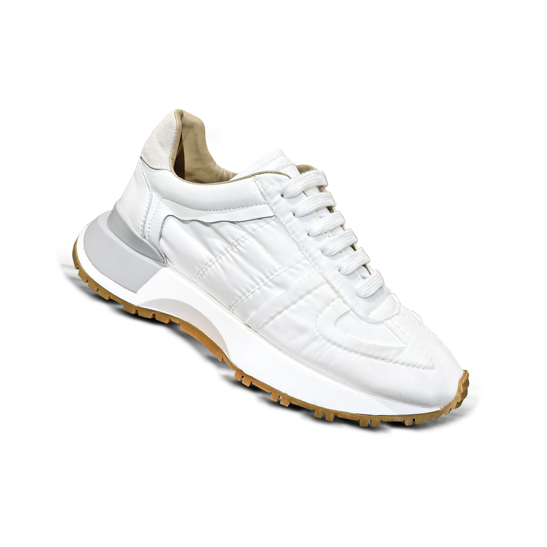 2025 new mm6 thick-soled dad shoes Genuine leather same style women's summer versatile height-increasing breathable sports white shoes