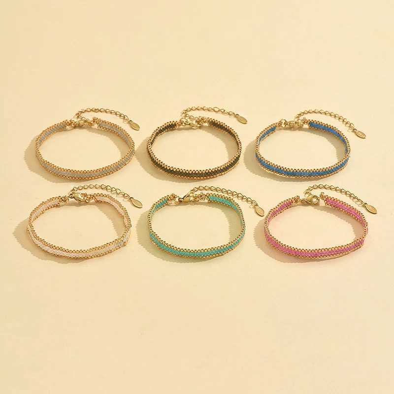 BLUESTAR New Design Multilayer Weave Bracelets For Women Miyuki Beads Adjustable Stainless Steel Chain Bracelet Charm JewelryXJ251105