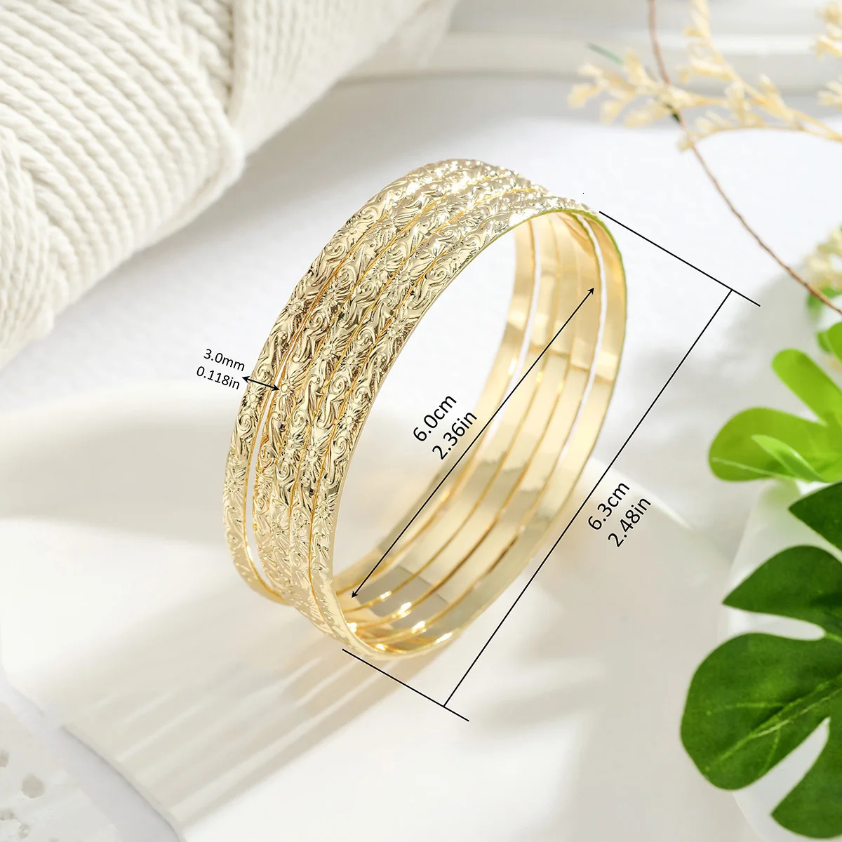 5pcs 3MM Hawaiian Scroll n Copper Bangle Bracelet 251031