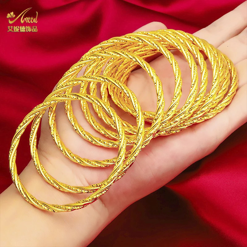 ANIID Dubai Gold Color Indian Bangle For Women African Jewellery Bracelets Brazilian Bangles Wedding Bracelets 251031
