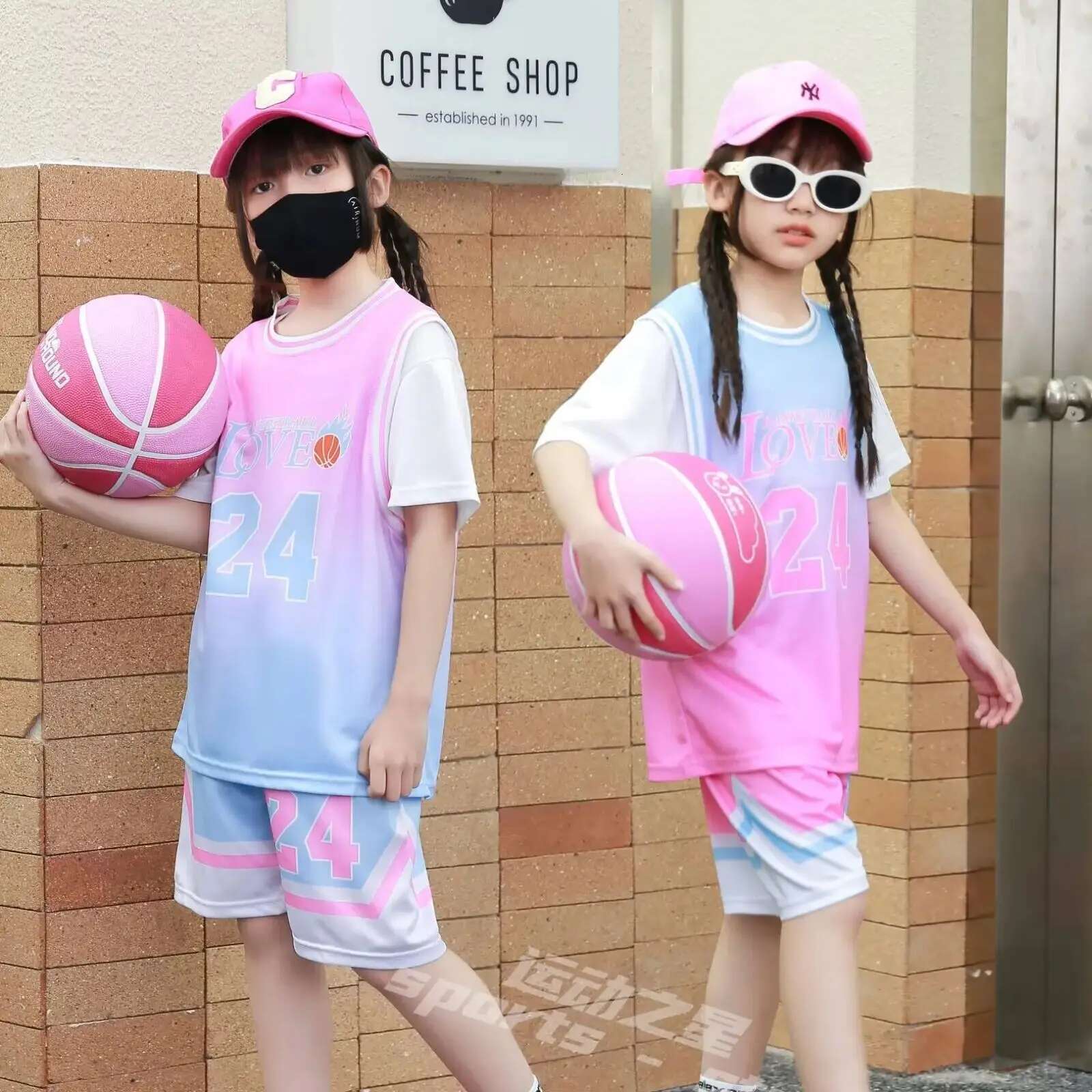 New 23/24 boys and girls jersey fake two-piece children's primary school student training basketball sleeve suit 184