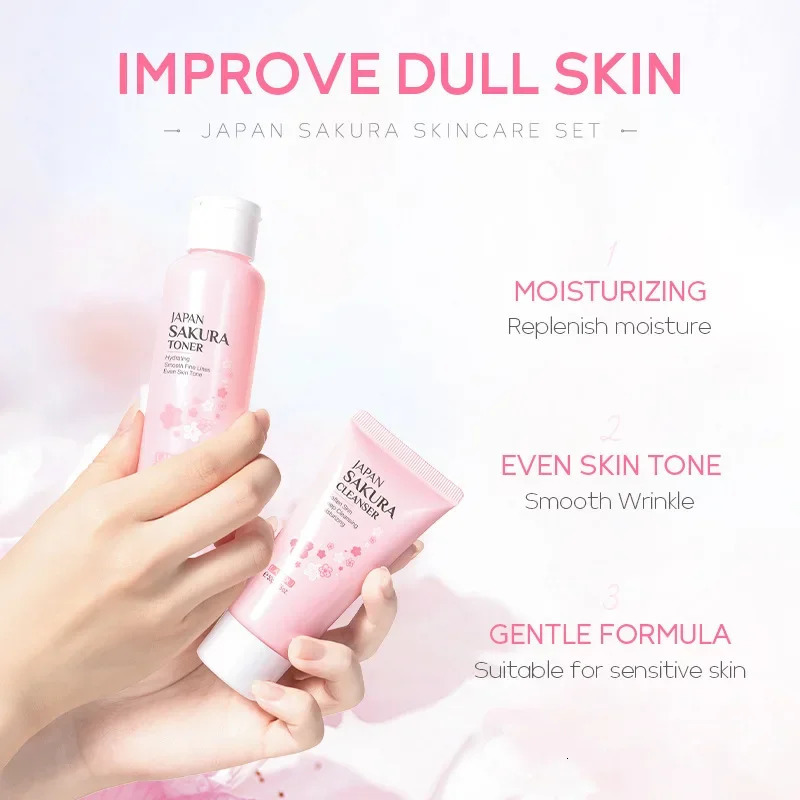 LAIKOU Sakura Kit Skin Care Sets and Reducing Fine Lines Cleansing Pore Product 5Piece Korean Skincare Set 251031